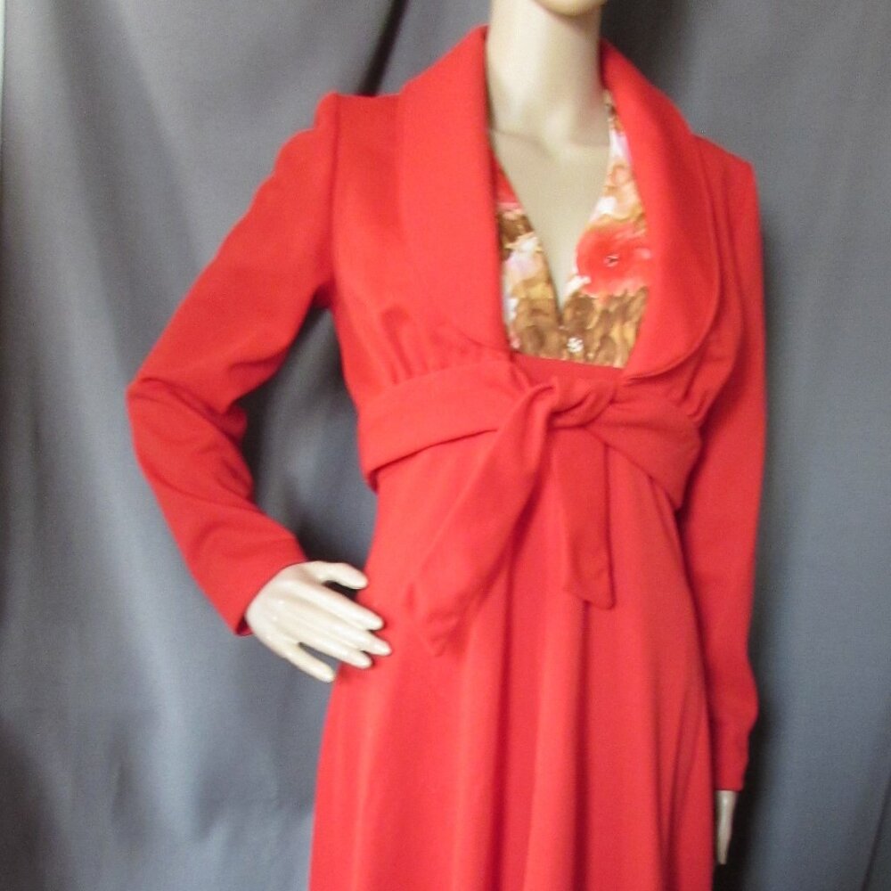 Vintage 1970 Era Red Halter Dress with Two Jackets